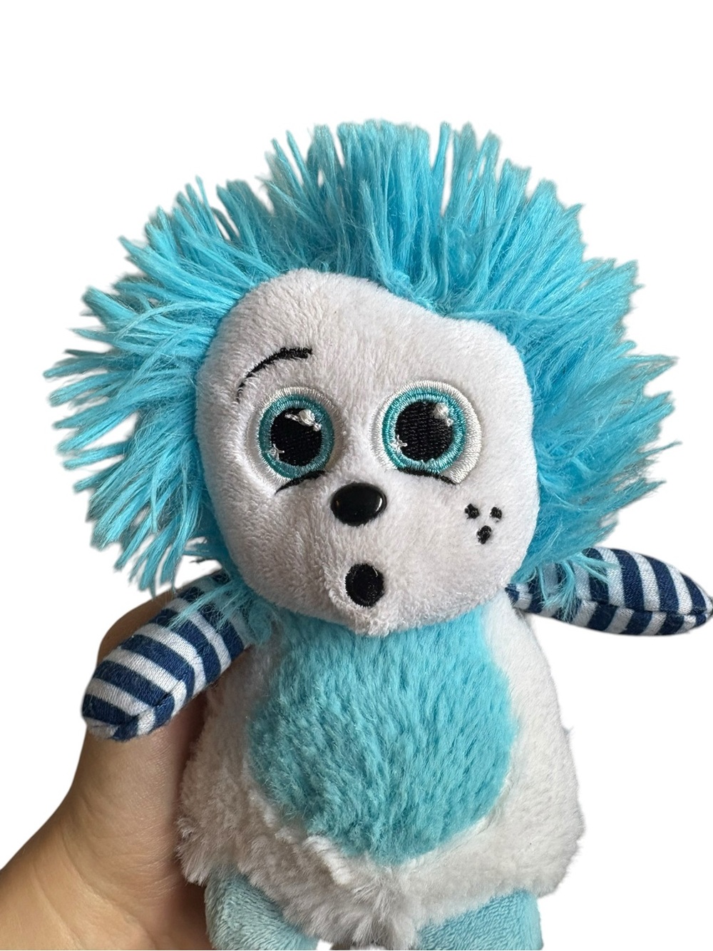 4/$25 Ganz HairBrains Blue & White Plush Stuffed Animal 7” Cute Collectible Toy